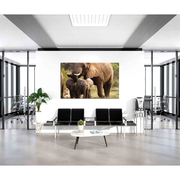 Canvas Print Elephant mother with cubs