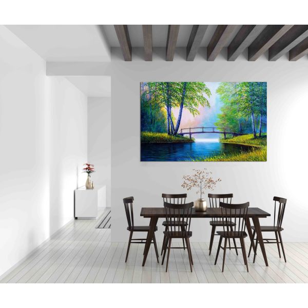 Canvas Print Oil painting of beautiful river