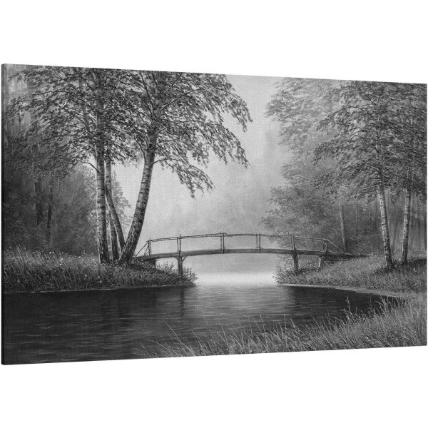 Canvas Print Oil painting of beautiful river