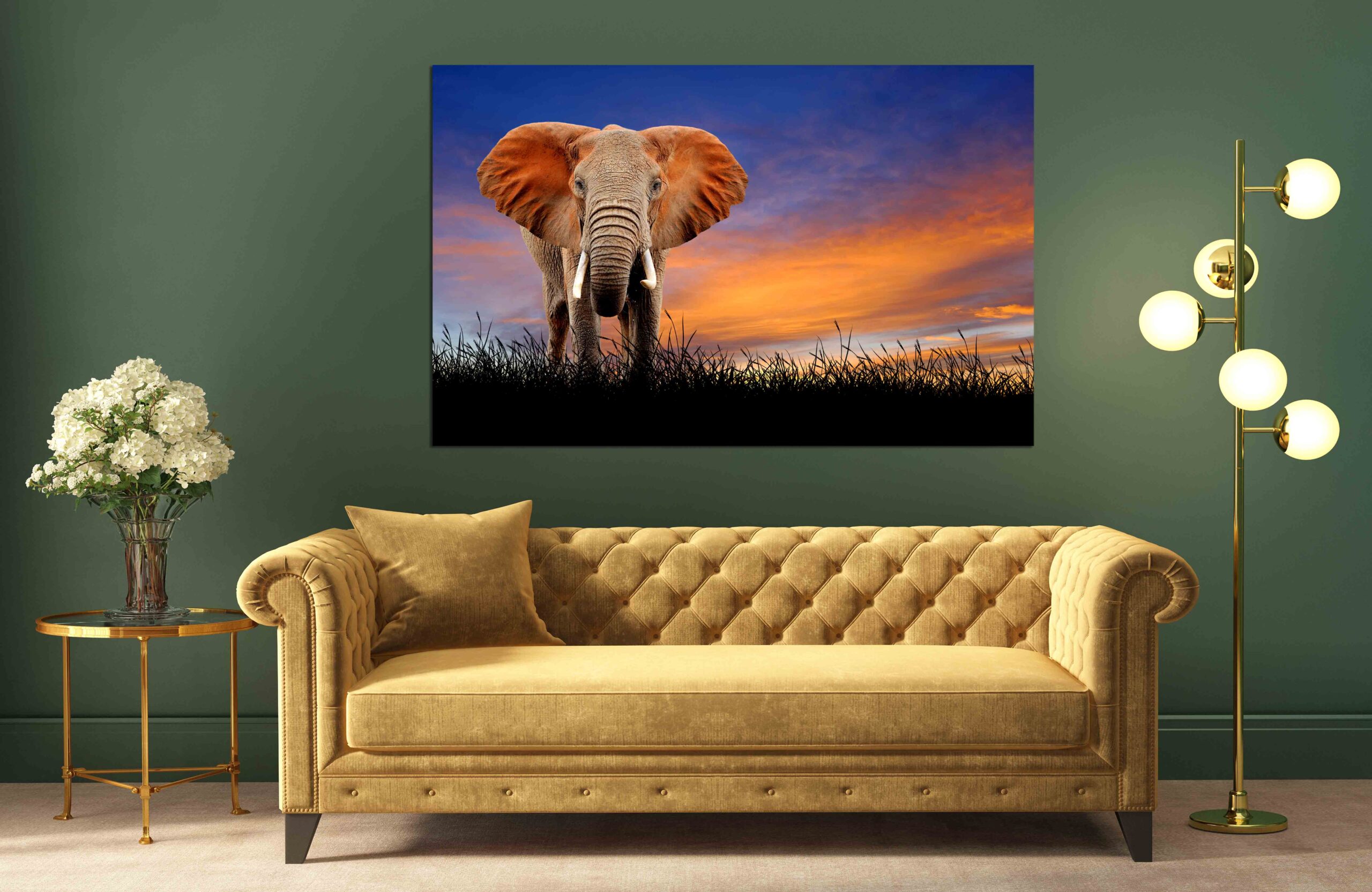Canvas Print Elephant of sunset