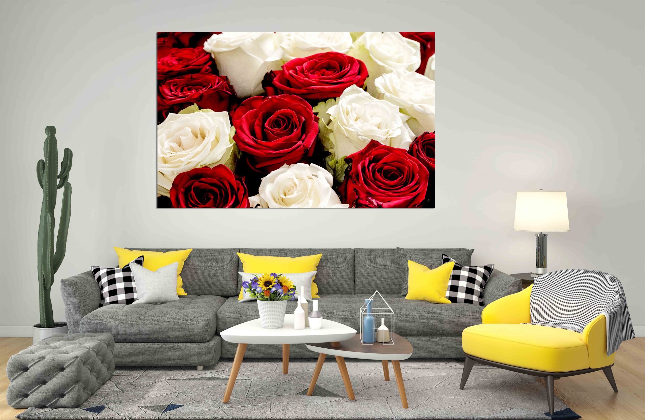 Canvas Print red and white roses