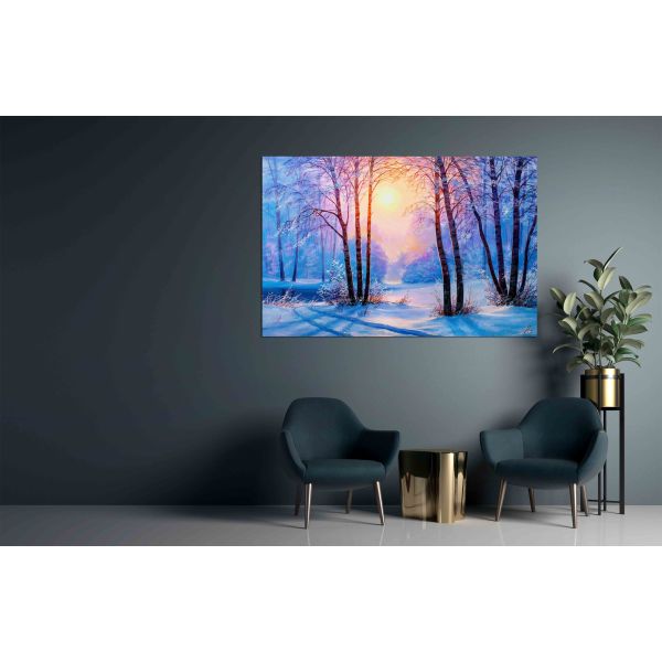Canvas Winter forest with river
