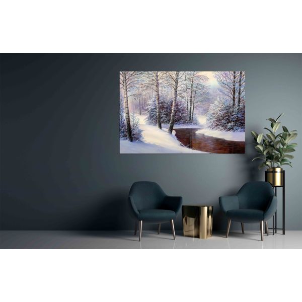 Canvas Print Winter landscape with the river