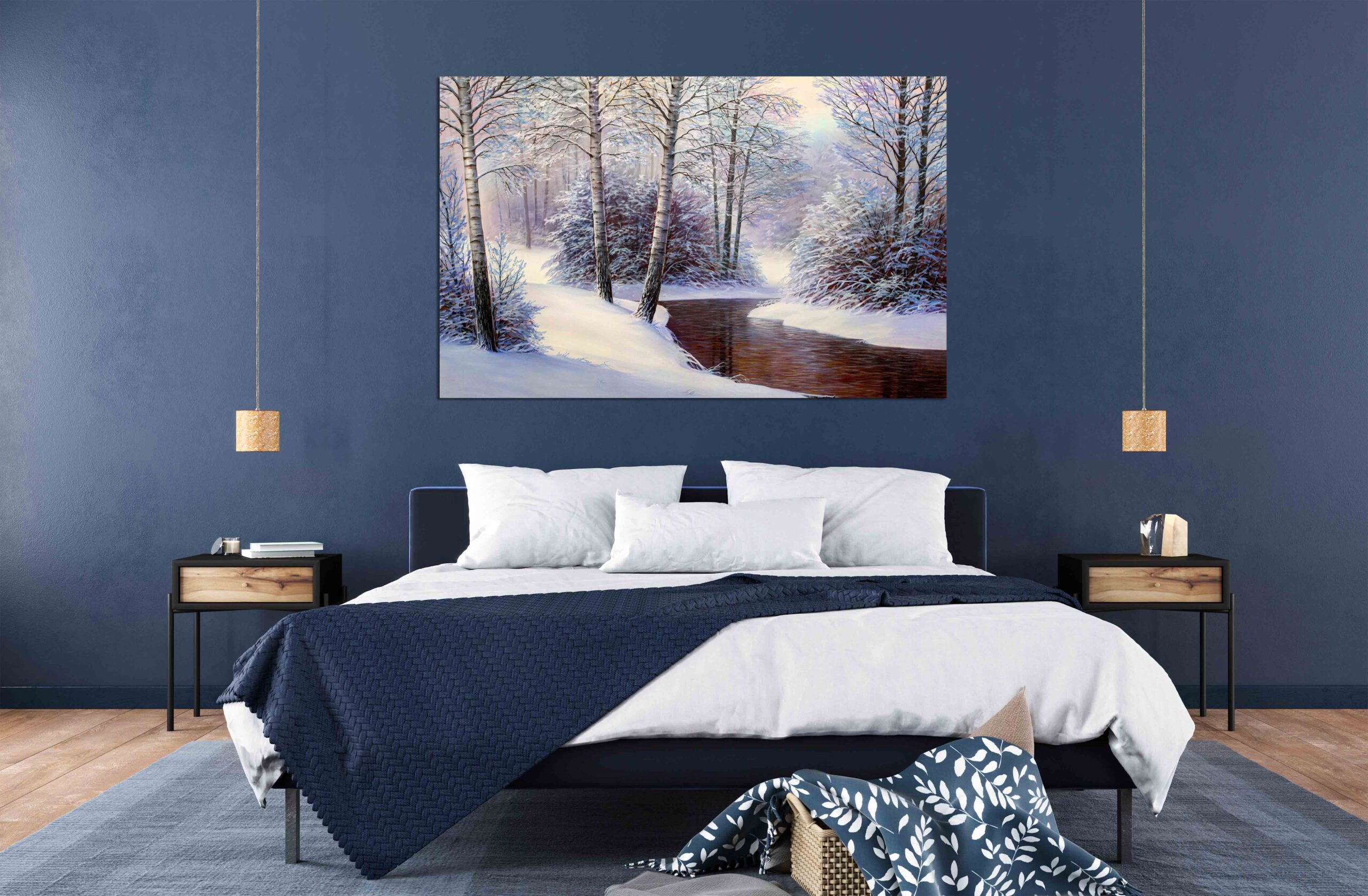 Canvas Print Winter landscape with the river