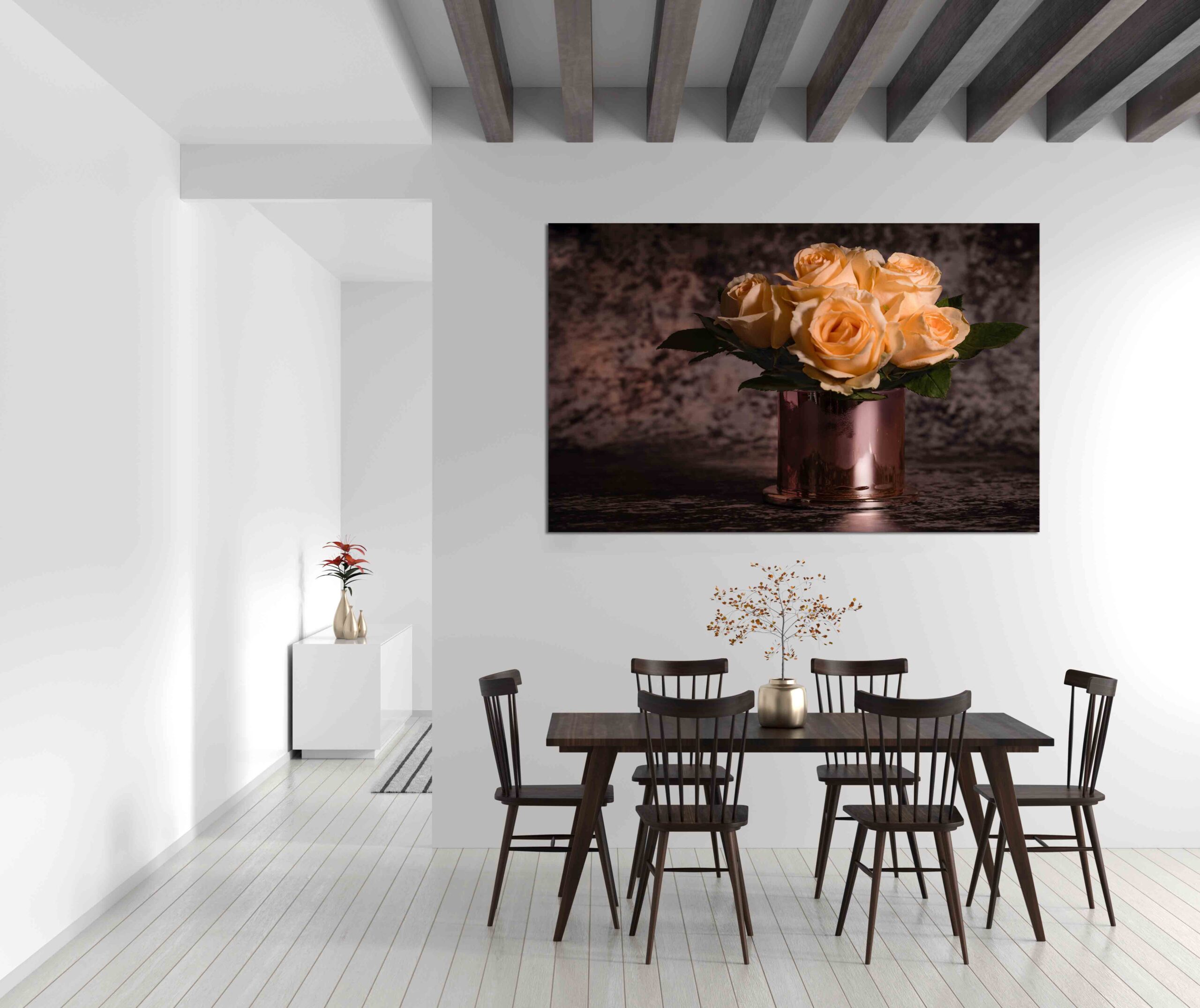 Canvas Print Roses in a golden vase
