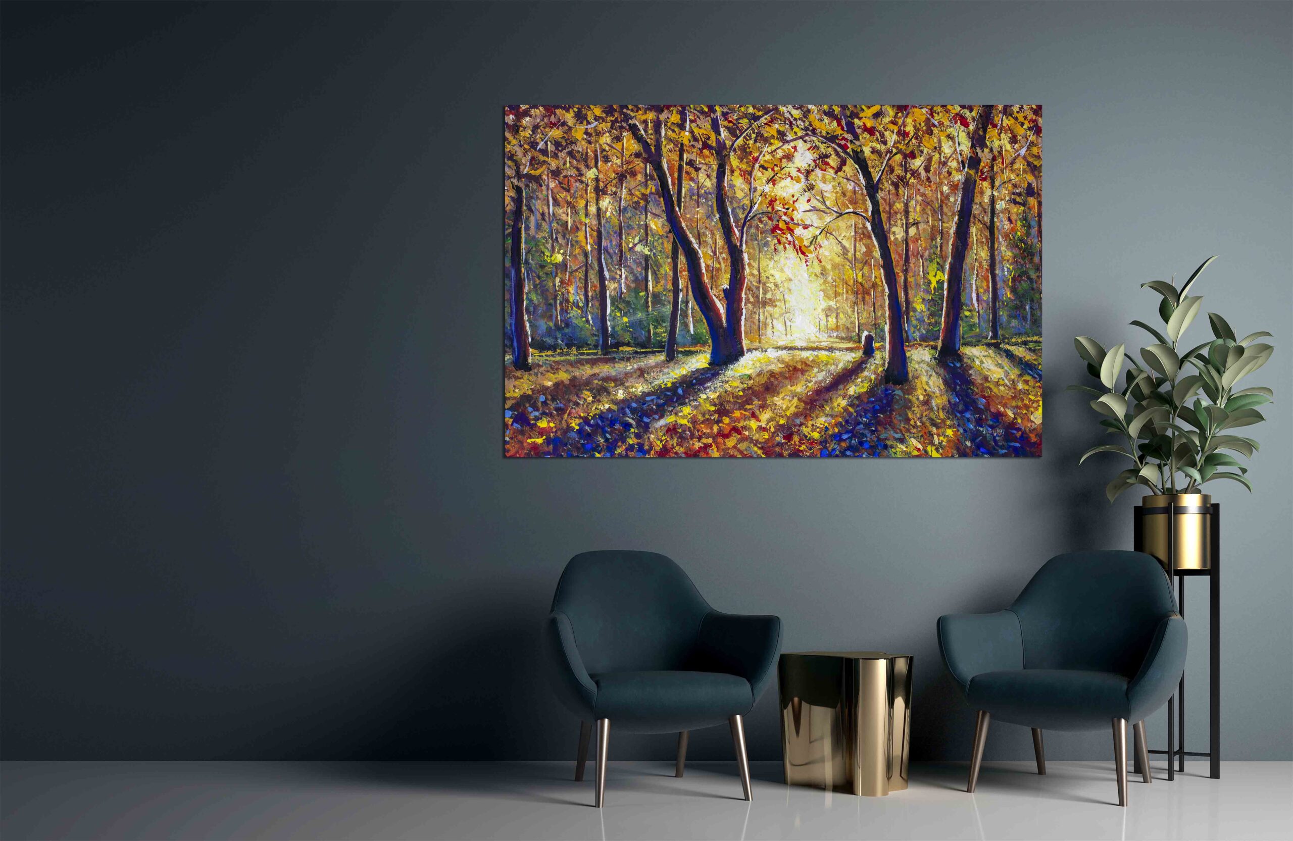 Canvas Print Beautiful autumn sunny forest