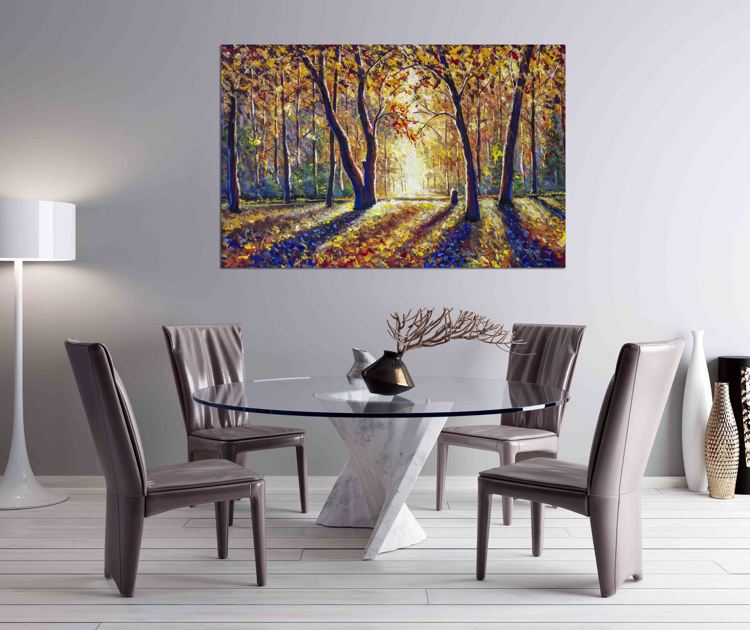 Canvas Print Beautiful autumn sunny forest