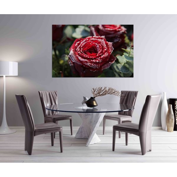 Canvas Print Frosted Red Rose