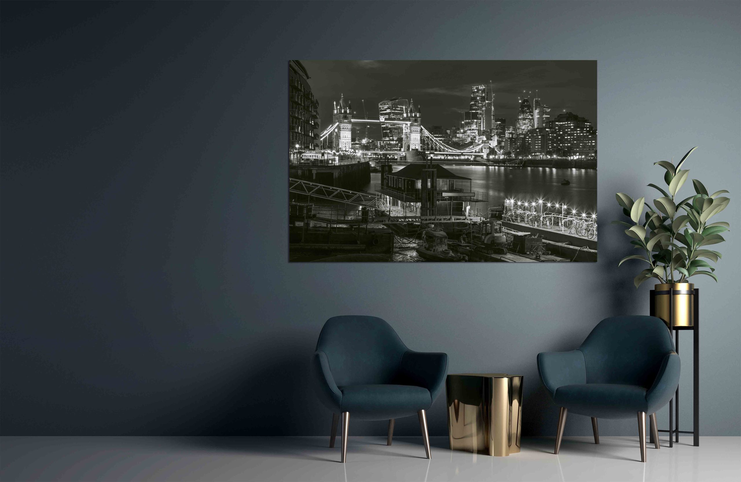 Canvas Print Ships and Skyscrapers